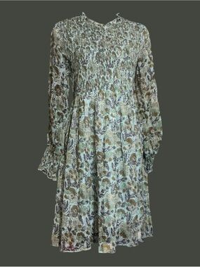 Label Ritu Kumar Floral Smocked Dress Medium